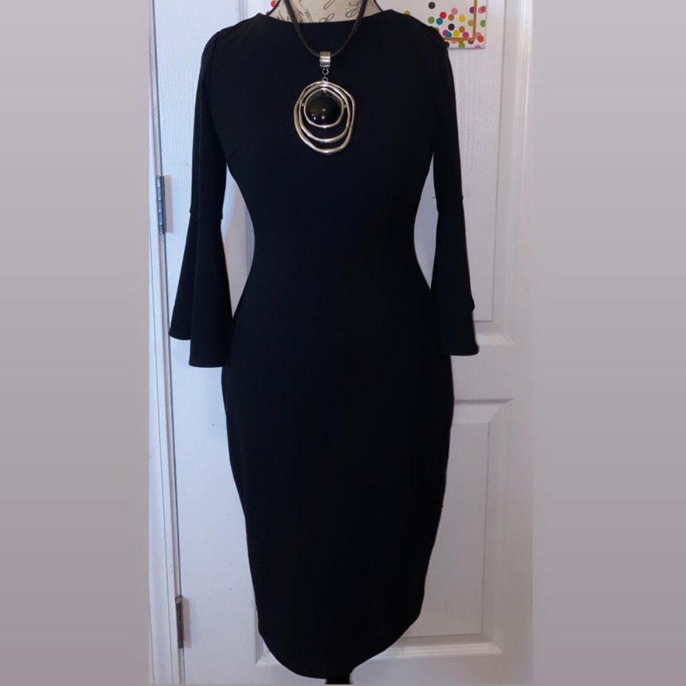 WOMENS Calvin Klein Sheath Bell Sleeved Dress